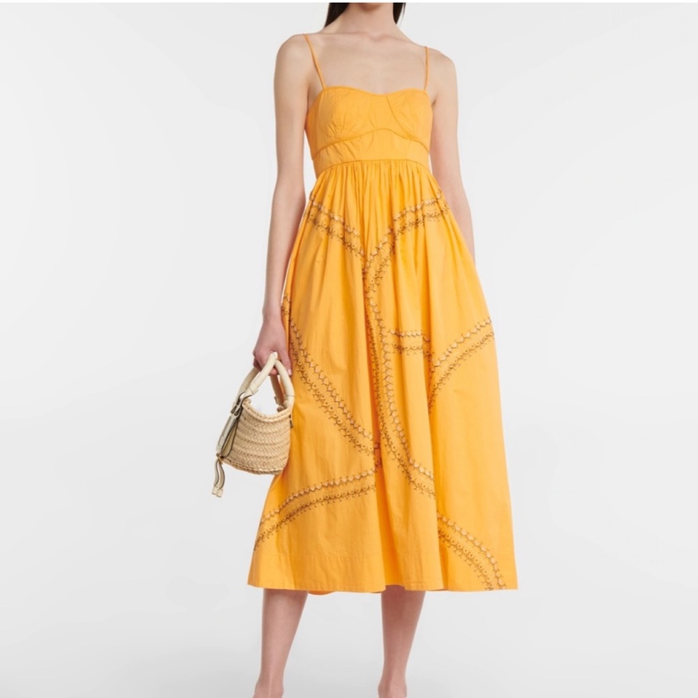 Ulla Johnson Handmade Mariza Dress Papaya Orange Embroidered Size 2 - Picture 5 of 12